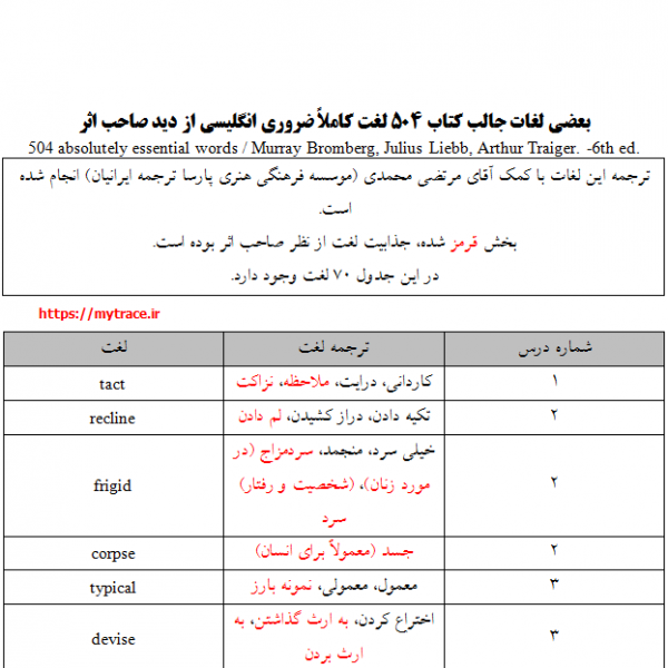 بعضی لغات جالب از کتاب 504 (1)